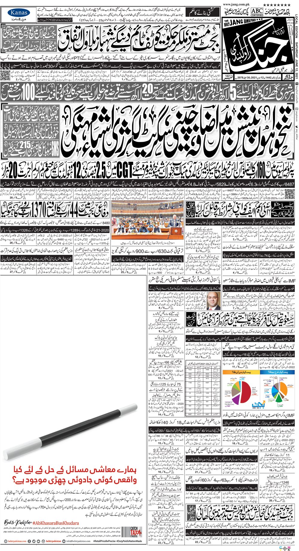 Daily Jang Urdu Newspaper Rawalpindi